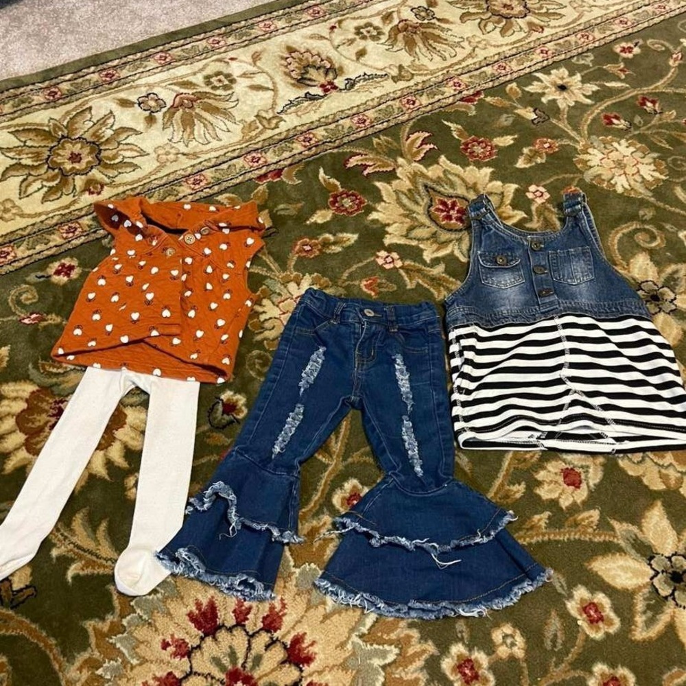Baby‎ Girl Lot Carters Tian Mimi 9M 12-18M Bell Bottoms Hooded Vest Dress Tights